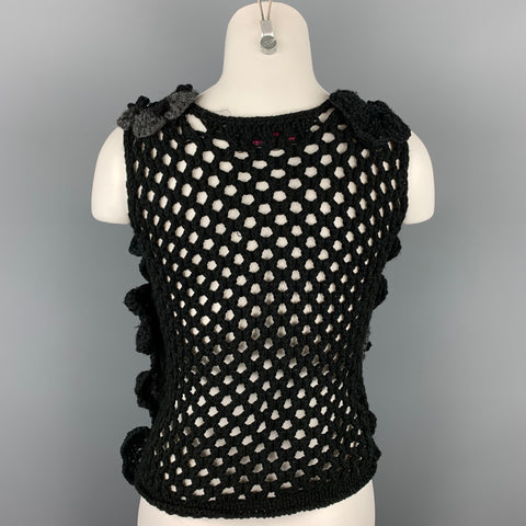 COMME des GARCONS TRICOT Taille M Noir &amp; Gris Crochet Pull Casual Top