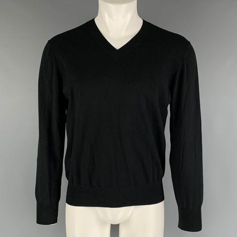 THEORY Size M Black Rayon  Polyester V-Neck Pullover