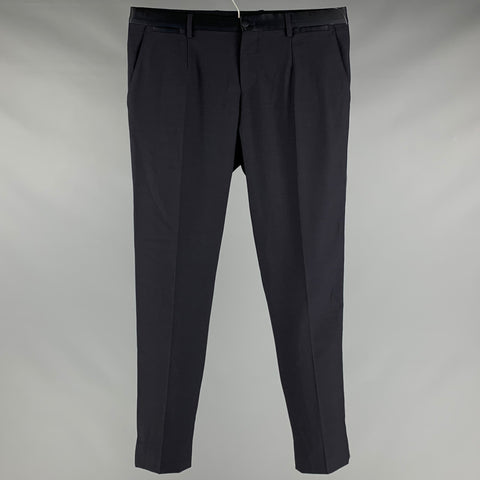 DOLCE &amp; GABBANA Taille 34 Pantalon de costume de smoking en laine marine