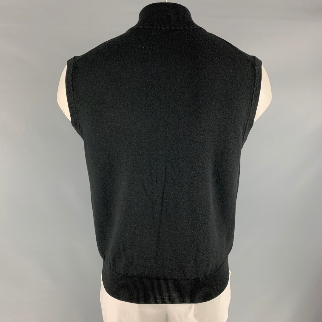 NEIMAN MARCUS Size L Black Merino Wool Blend Zip Up Vest (Indoor