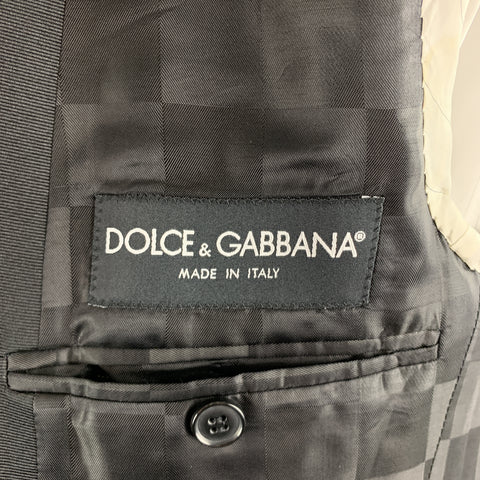 DOLCE & GABBANA Size 40 Silver & Black Herringbone Silk Blend Sport Coat