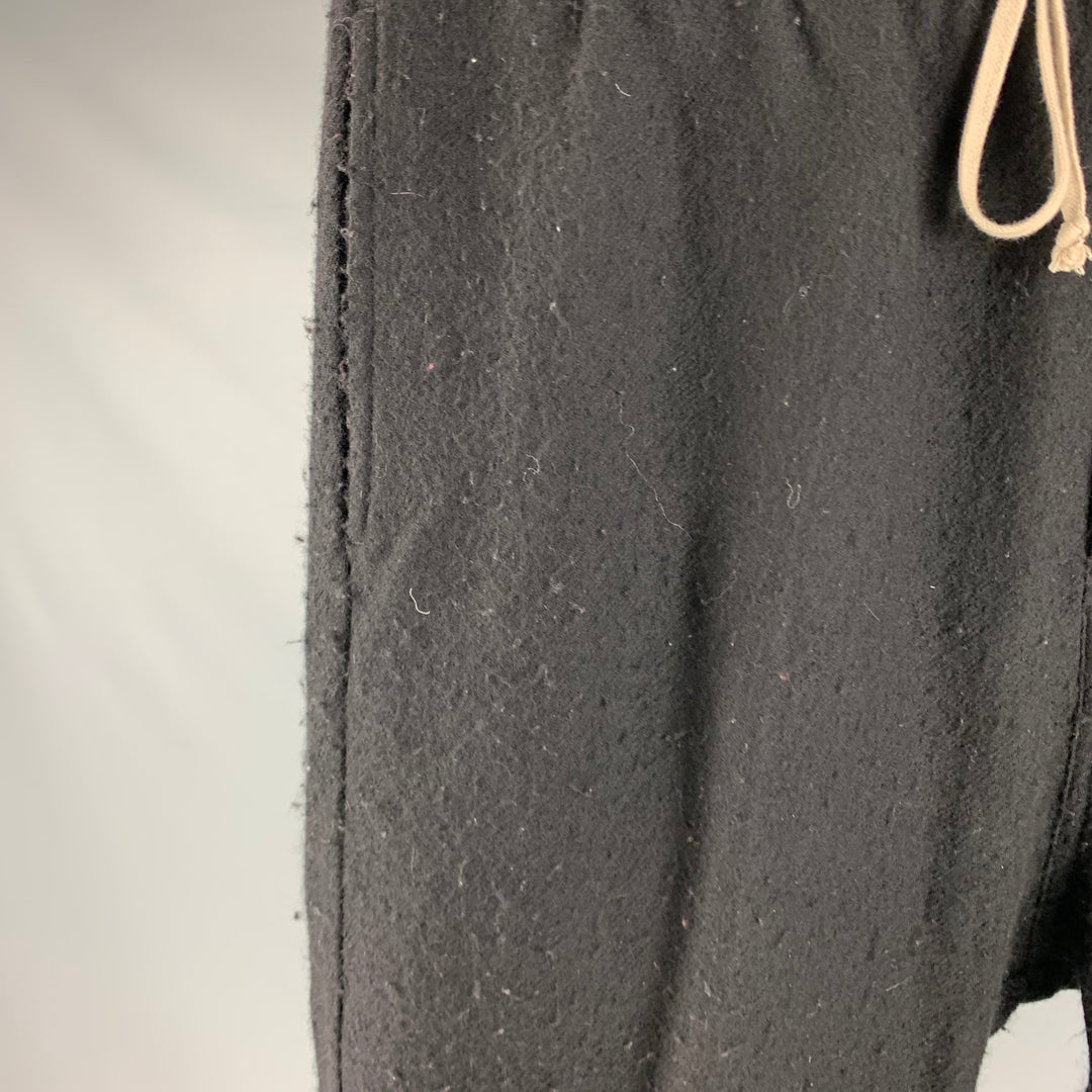 RICK OWENS FW19 Size 36 Black Wool Drop-Crotch Casual Pants