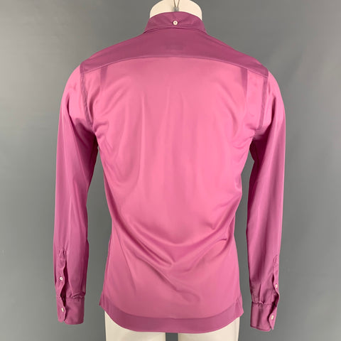 PRADA Talla S Camisa de manga larga con botones de poliamida con volantes y lavanda
