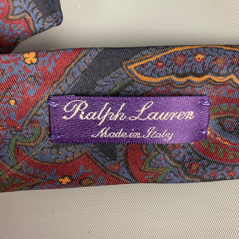 RALPH LAUREN Burgundy & Purple  Paisley Silk Tie