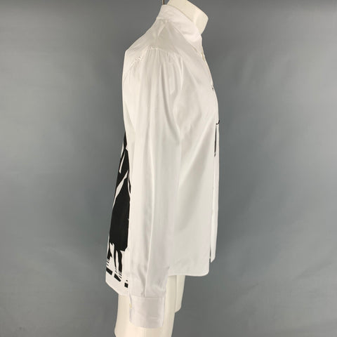 DSQUARED2 Taille XS Chemise à manches longues boutonnée en coton graphique blanc noir