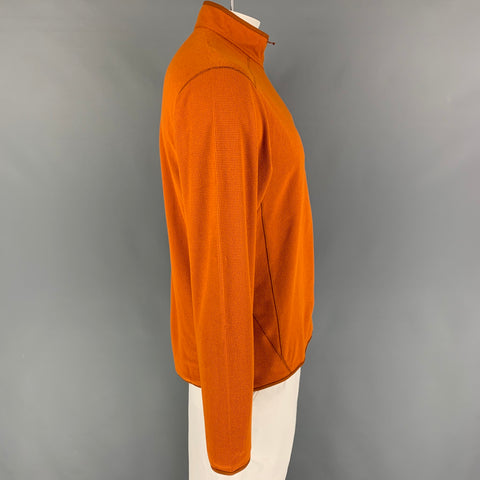 ARCTERYX Size L Orange Waffle Knit Polyester Half Zip Polartec Sweatshirt