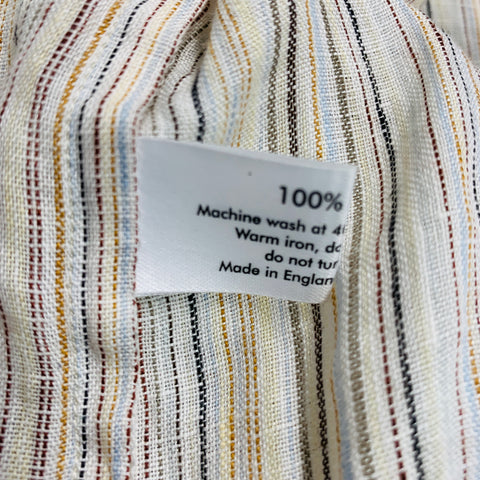 ESKANDAR Size 0 White Blue Linen Stripe Long placket Casual Top