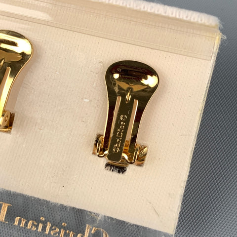 Pendientes vintage de metal tejido en oro CHRISTIAN DIOR de los años 80