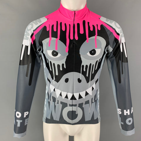 WALTER VAN BEIRENDONCK FW19 Size M Black Pink Monster Graphic Jersey Bike Top