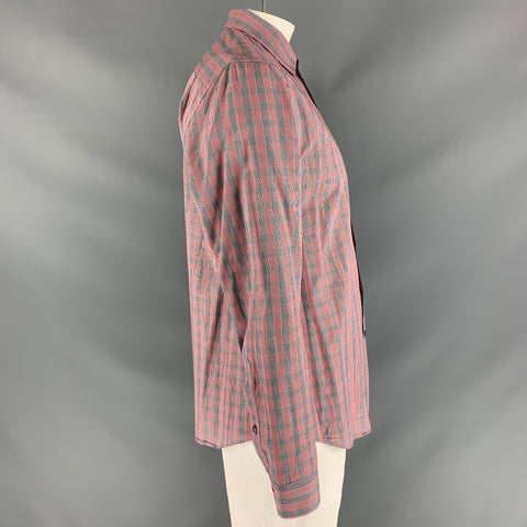 PAUL SMITH Size L Red & Black Checkered Cotton Long Sleeve Shirt