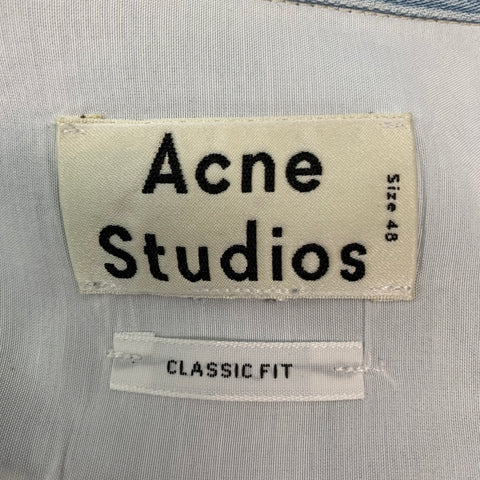 ACNE STUDIOS Size M Light Blue Washed Cotton Button Up Short Sleeve Shirt