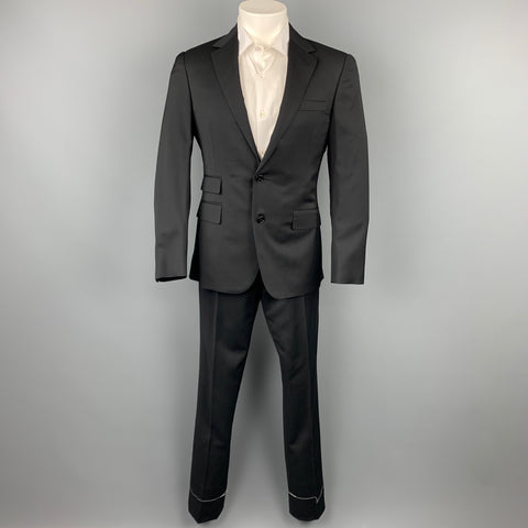 RALPH LAUREN Purple Label Size 38 Short Black Wool Notch Lapel Suit