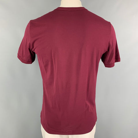 DOLCE & GABBANA Size M Burgundy Cotton Henley T-shirt