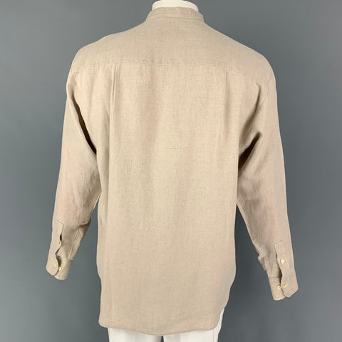 MAGEE Size XL Oatmeal Linen Long Sleeve Shirt
