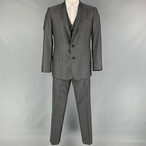 DOLCE &amp; GABBANA Martini Talla 42 Traje regular de 3 piezas de lana / seda gris oscuro