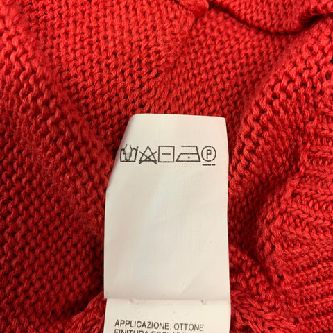 BRUNELLO CUCINELLI Size S Red White Cotton Stripe V Neck Cardigan