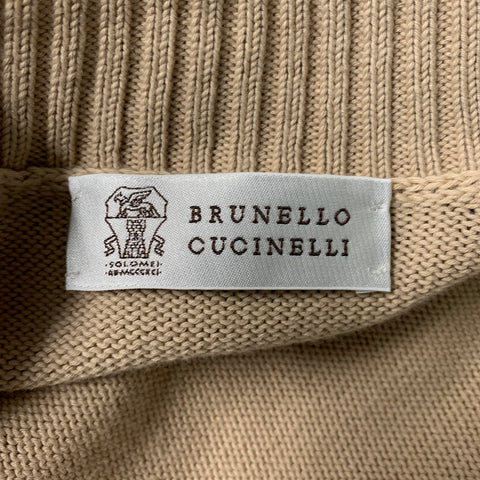 BRUNELLO CUCINELLI Size M Khaki Knitted Cotton Zip Up Jacket