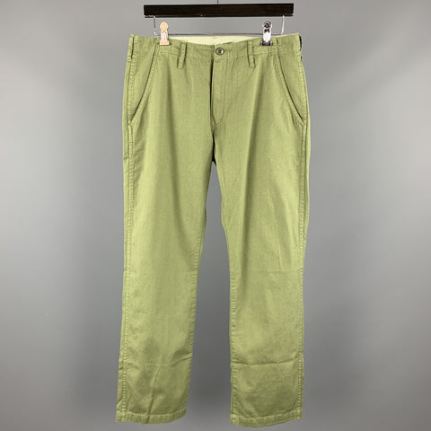 JOURNAL STANDARD Size L Olive Solid Cotton Zip Fly Casual Pants