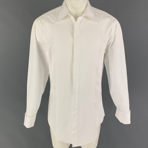ARMANI COLLEZIONI Size M White Cotton Tuxedo Long Sleeve Shirt