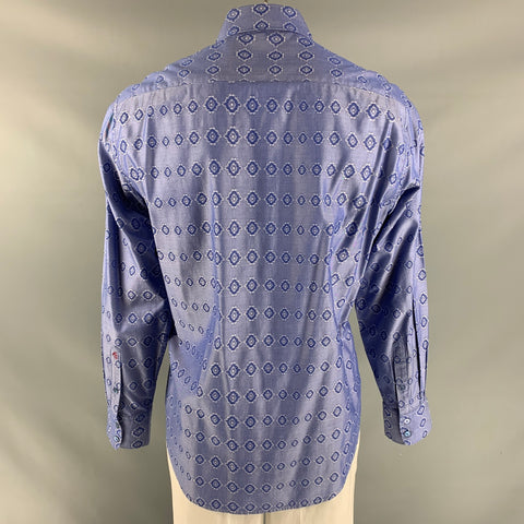 ROBERT GRAHAM Size XL Blue Print Cotton Button Up Long Sleeve Shirt