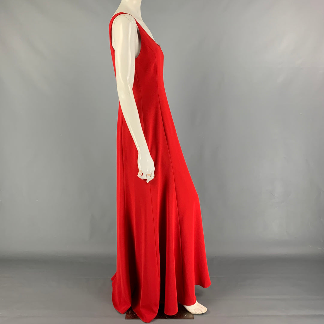 RALPH LAUREN Purple Label Size 8 Red Polyester Sleeveless Long Gown Dress
