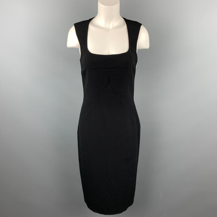 DOLCE & GABBANA Size 8 Black Wool Blend Scoop Neck A-Line Dress