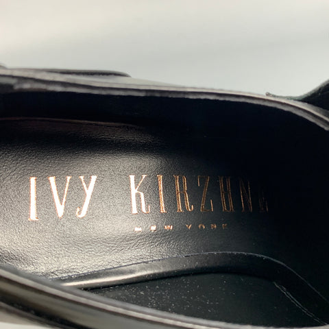 IVY KIRZHNER Size 6.5 Black & Gold Leather Fringe Studded Barnaby Flats