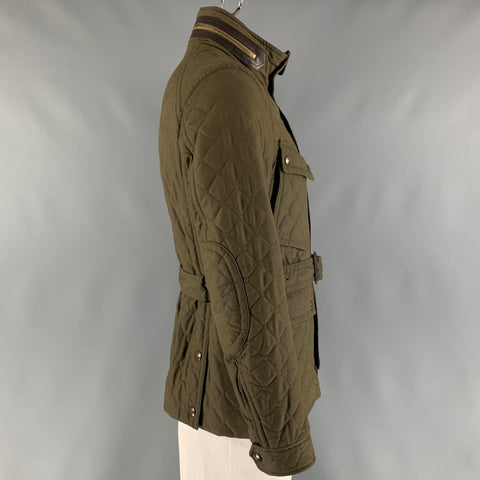 BURBERRY LONDON  Size 44 Olive Quilted Nylon Blend Jacket