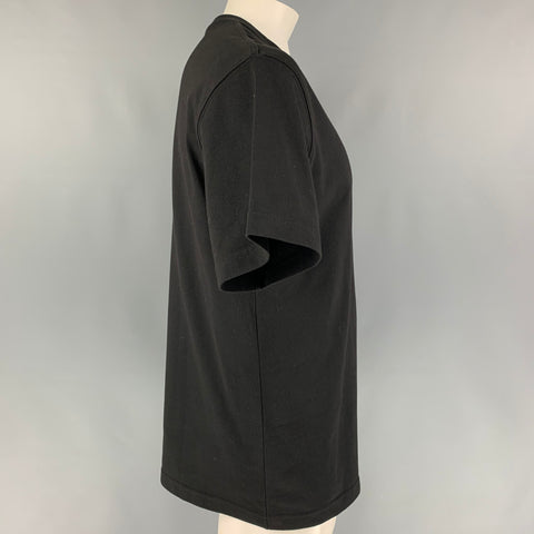 DIOR HOMME x SHAWN STUSSY Size XL Black Embroidery Cotton Crew-Neck T-shirt