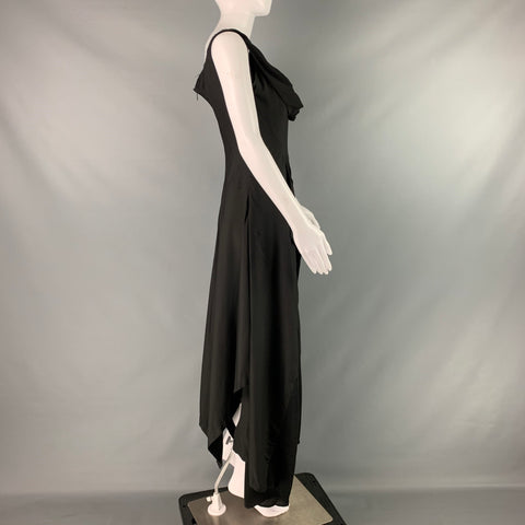 YOHJI YAMAMOTO Size S Black Silk Layered Long Dress