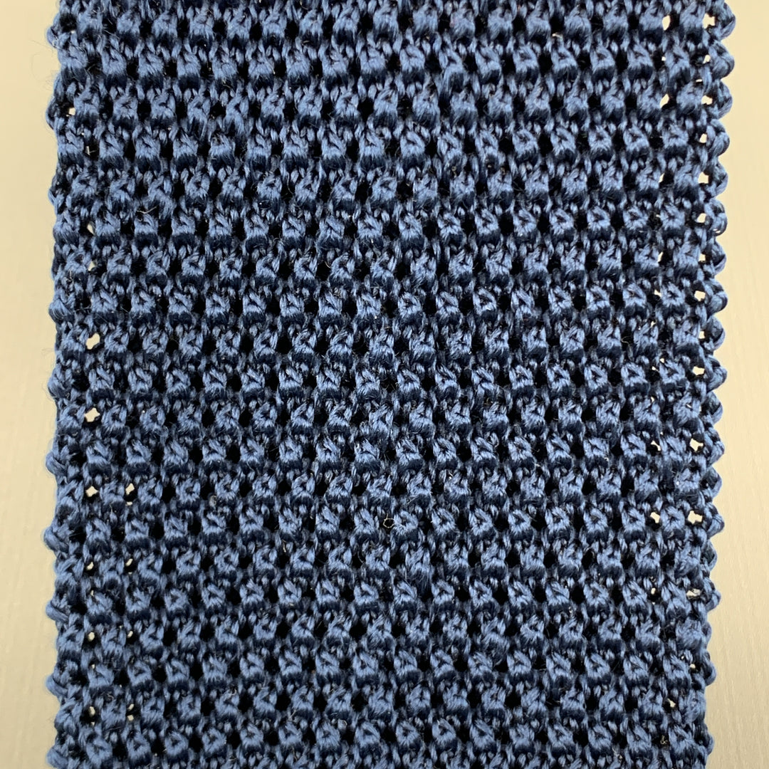 CHARVET Navy Blue  Silk Textured Knit Tie