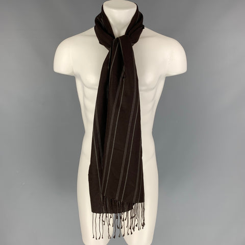 NO BRAND Brown Stripe Wool Scarf