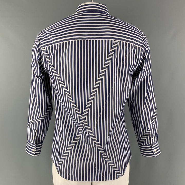 3.1 PHILLIP LIM Talla L Camisa Manga Larga Rayas Blancas Azul Marino