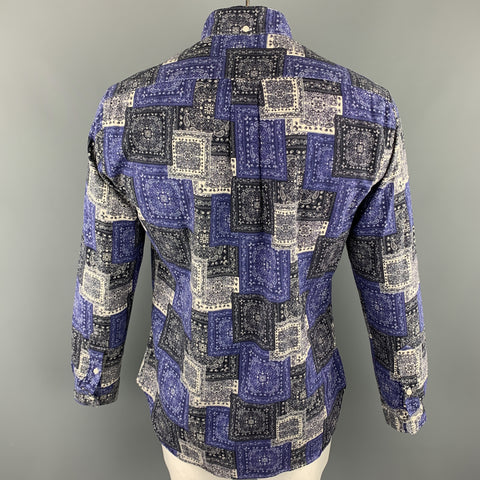 GITMAN VINTAGE Size L Blue & Navy Bandana Cotton Button Down Long Sleeve Shirt
