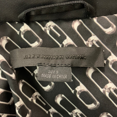 ALEXANDER WANG Size S Black Silver Logo Polyamide Snaps Jacket