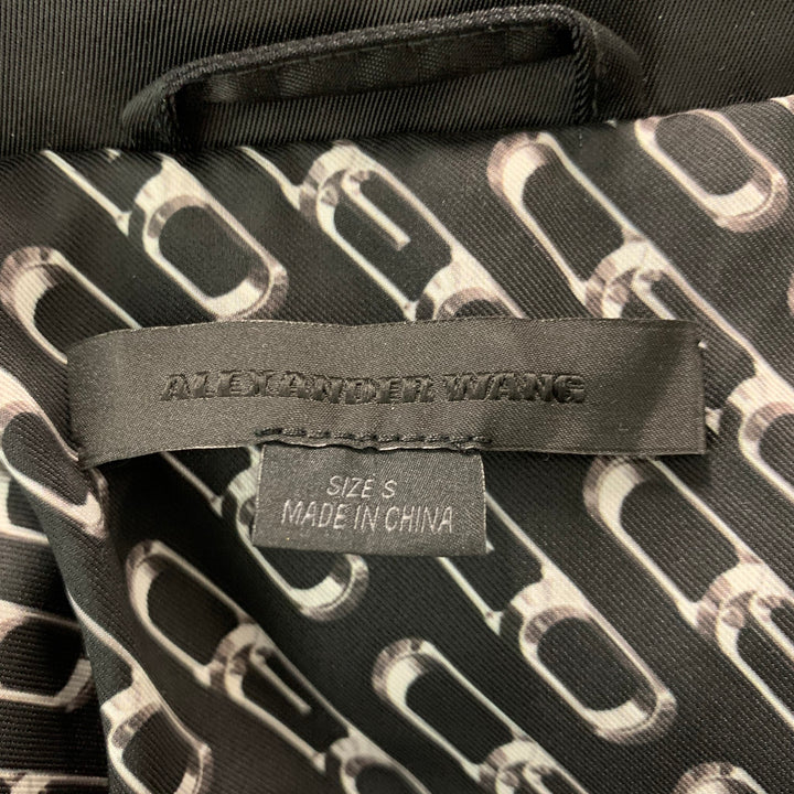 ALEXANDER WANG Size S Black Silver Logo Polyamide Snaps Jacket