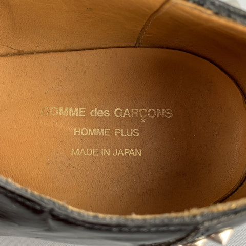 COMME des GARCONS HOMME PLUS Size 9.5 Black Studded Leather Cap Toe Lace Up Shoes