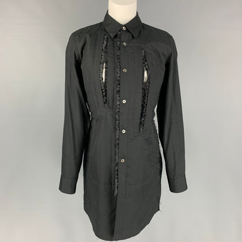 COMME des GARCONS Size M Black Cotton Ruffled Long Blouse