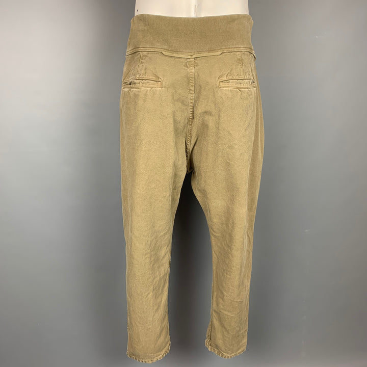 KAPITAL Size XL Olive Cotton Drop-Crotch Casual Pants
