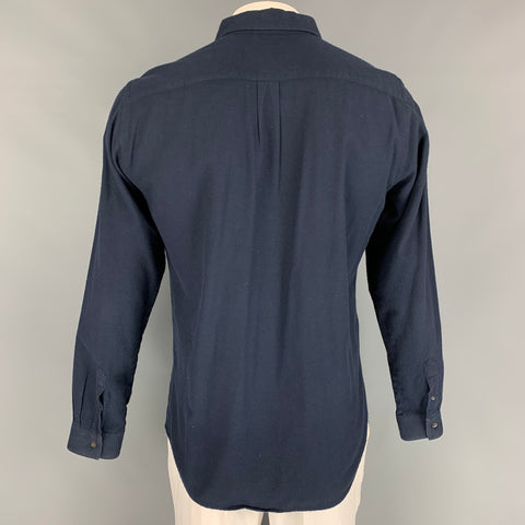PATRIK ERVELL Size XL Navy Cotton Long Sleeve Shirt