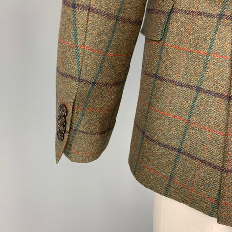 ETRO Size 38 Olive Window Pane Wool Sport Coat
