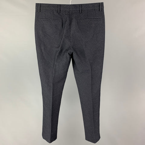 PS by PAUL SMITH Size 30 Navy Grey Print Cotton Blend Zip Fly Dress Pants