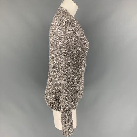 DRIES VAN NOTEN Size M Silver Metallic Cotton / Polyester Cardigan