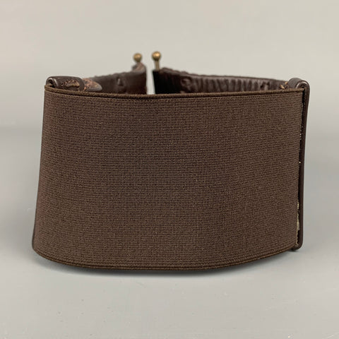NO BRAND Size S Brown Textured Leather Stretch Belt