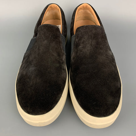 Mocasines sin cordones de ante blanco y negro talla 10 VINCE