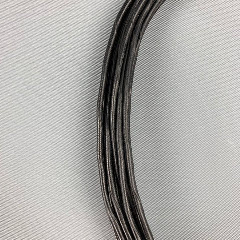 VINTAGE Collier ras du cou en cuir tissé marron foncé