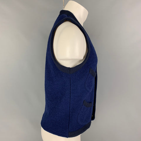HAVER SACK Size M Navy Textured Wool Polyester Buttoned Vest