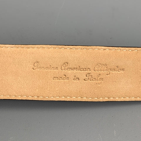TARDINI Size 40 Black Textured Alligator Belt