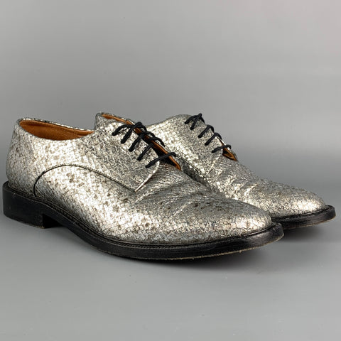 ROBERT CLERGERIE Size 8.5 Silver Leather Metallic Lace Up Shoes