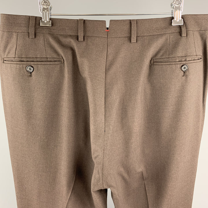 ISAIA Size 38 Brown Wool Zip Fly Tab Dress Pants